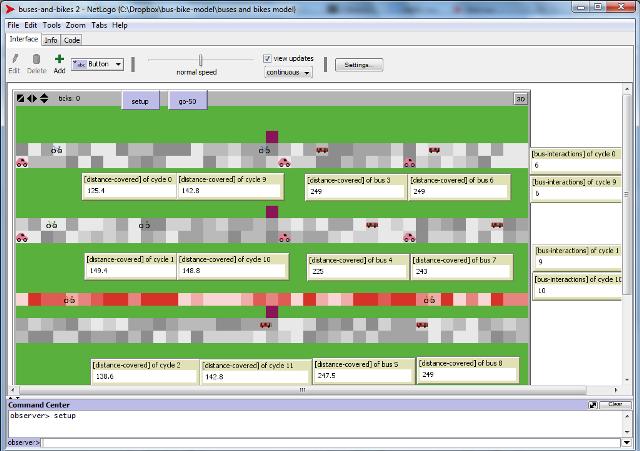 My very simple toy model to start exploring the impacts of different link design and user behaviour on bus and bike delays.
