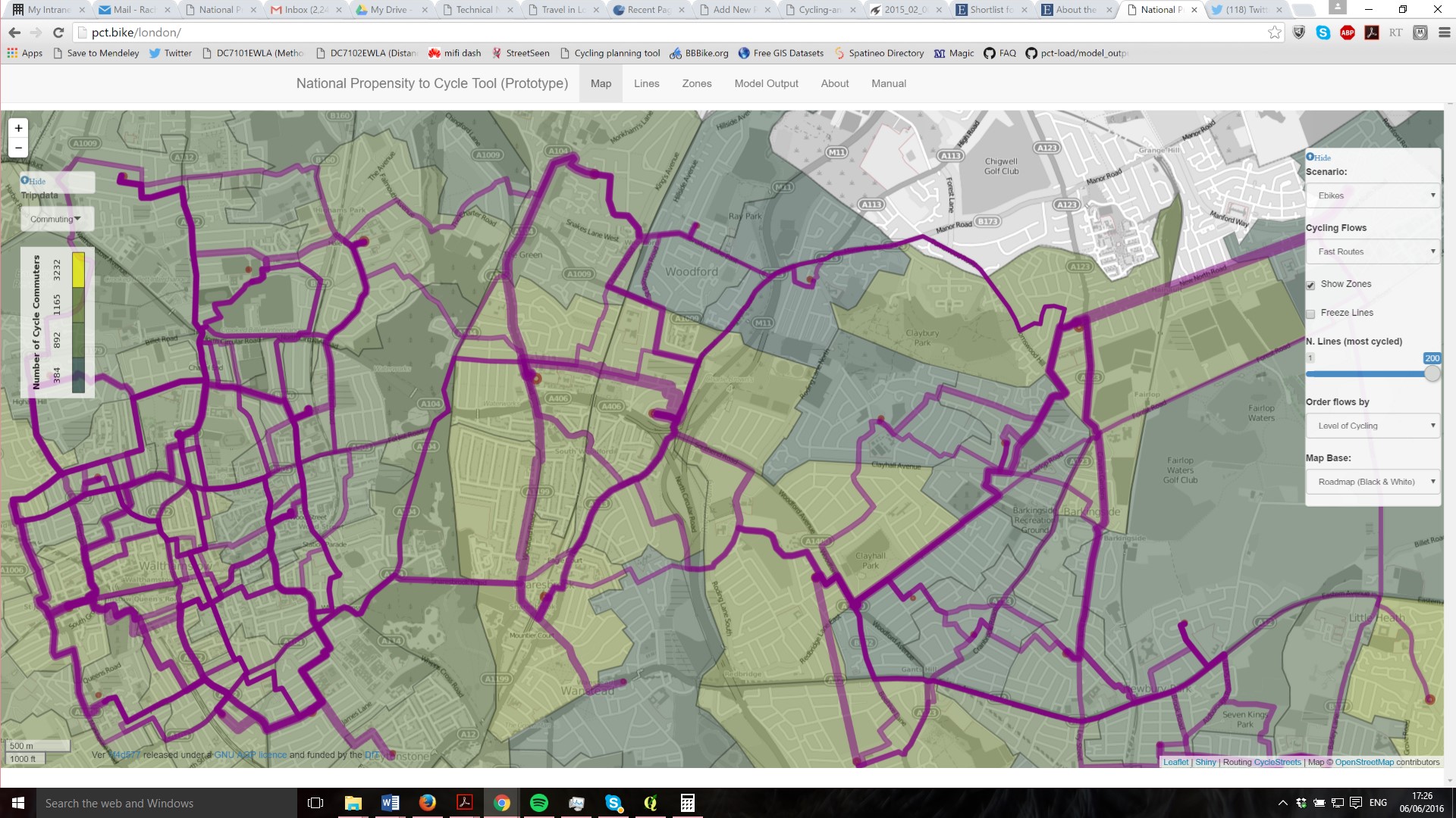 PCT screenshot for part of London